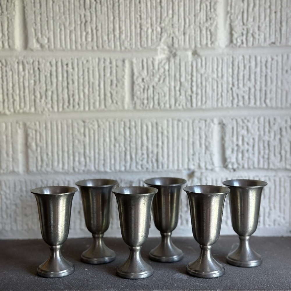 Vintage Web Pewter cordial glasses set of 6